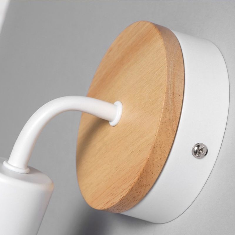 Lámpara de pared de luz simple de forma de blub de estilo nórdico con madera para dormitorio