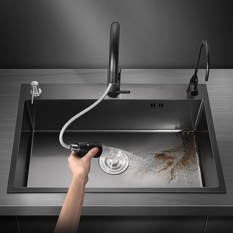 Modern Kitchen Sink Stainless Steel with Grid and Strainer Top-Mount Workstation Ledge