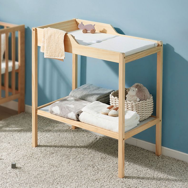 Wooden Baby Changing Table Flat Top Changing Table with Safety Rails