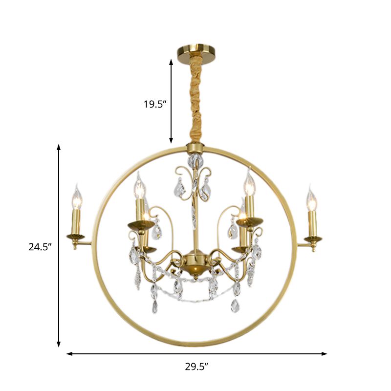 Metall Candelabra Deckenhängung Licht moderne 6/8 leichte Messing -Kronleuchter -Licht mit Kristallabfall