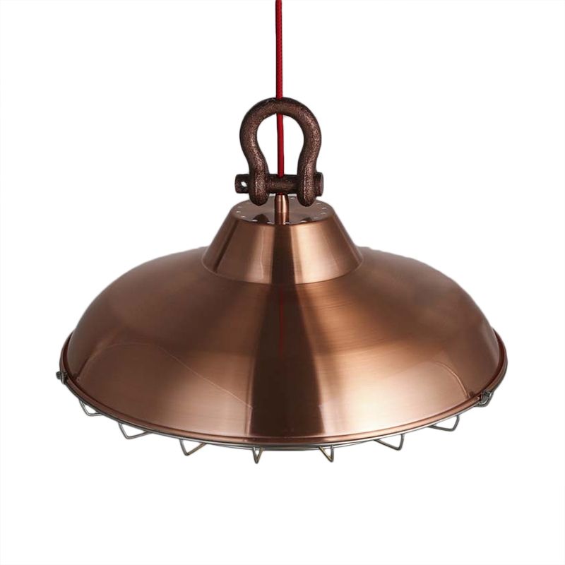 Metal Frame Pendant Lighting Fixture with Barn Shade Industrial 1 Bulb Living Room Hanging Lamp in White/Copper/Rust