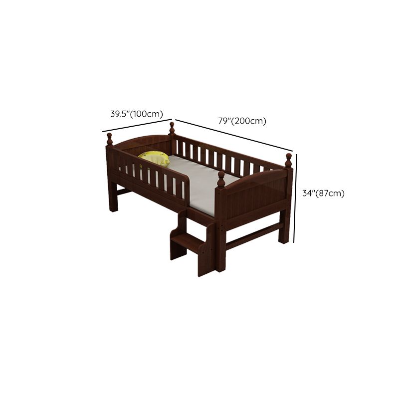 Traditional Nursery Crib Espresso Wood Nursery Bed with Guardrail