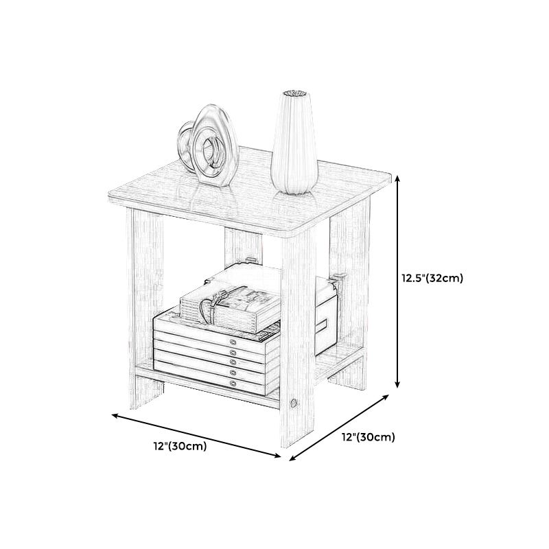 Contemporary Wooden Side Table One Shelf End Table With Four Legs