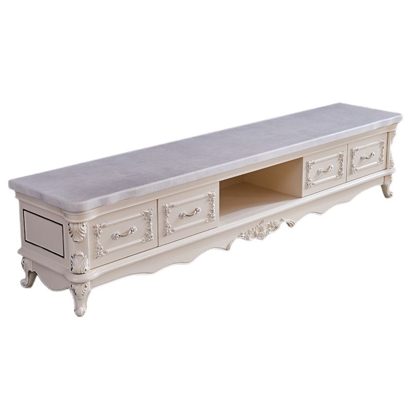 Solid Wood Media Console TV Stand Glam White TV Media Console