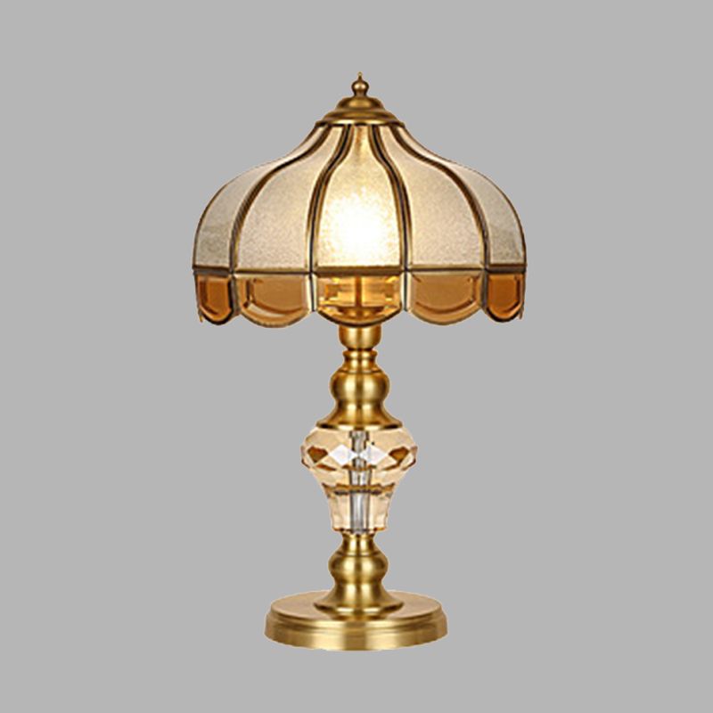 1 Light Nightstand Light Colonial Cone/Bell/Dome Crystal Night Table Lamp in Gold for Bedroom