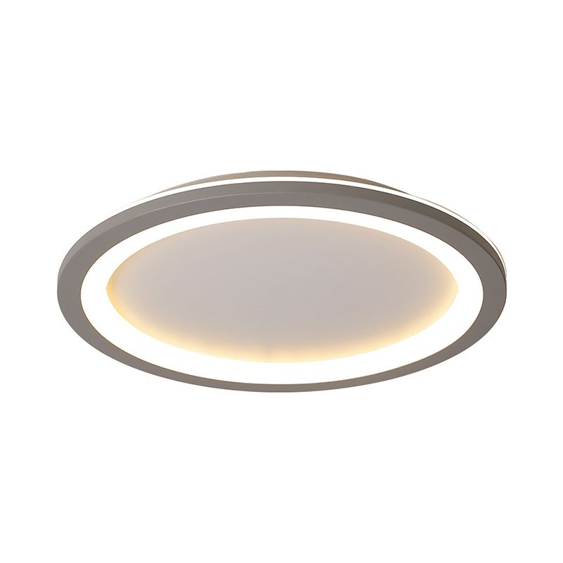 Minimalist Disc Shaped Flush Light Acrylic 10"/19"/23.5" Dia LED Bedroom Flush Mount Ceiling Light in Grey/White