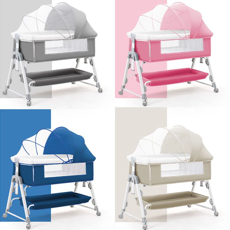 Modern Convertible Crib Cradle Height Adjustable Bedside Bassinet with Storage Shelf