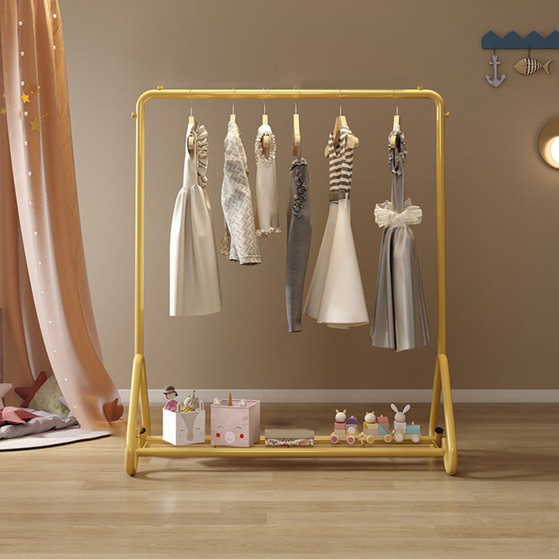 Modern Goldern Coat Hanger Free Standing Coat Rack with Storage Shelving