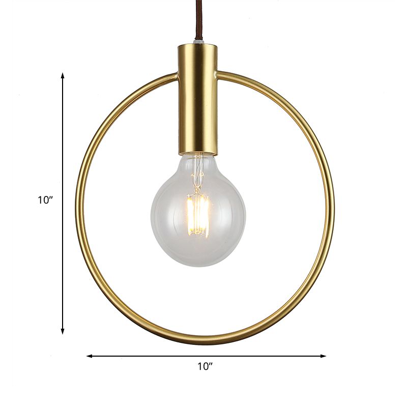 Plafonnage suspendu circulaire vintage avec ampoule ouverte 1 pendentif métallique en métal en or pour le couloir