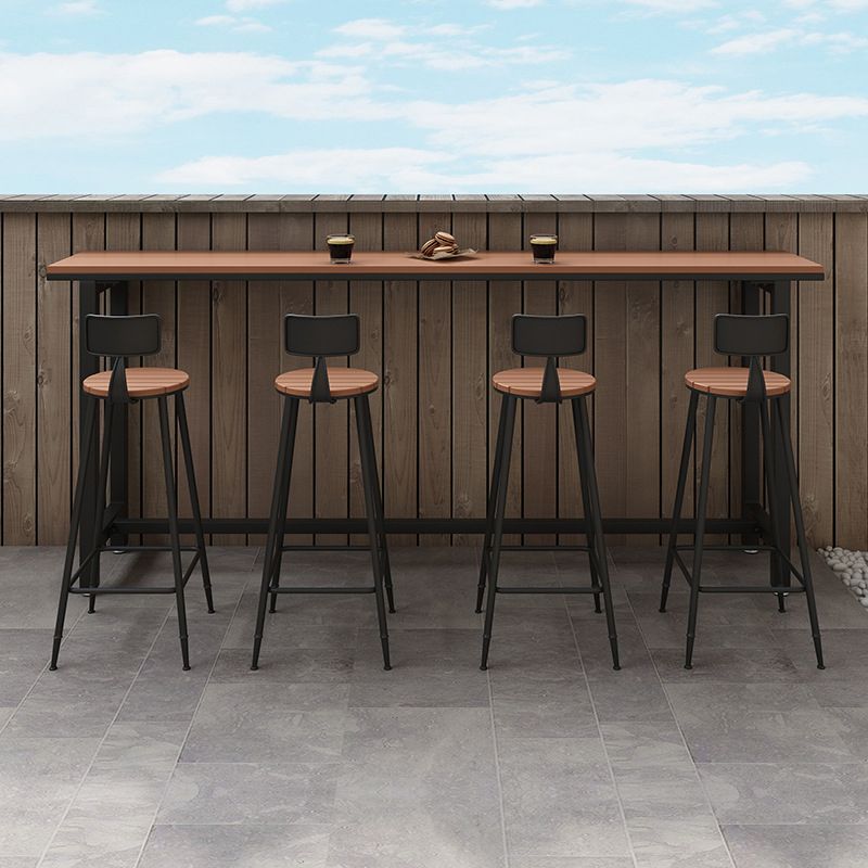 Industrial Style 1/4 Pieces Metal Bar Table Set Reclaimed Wood Bar Set