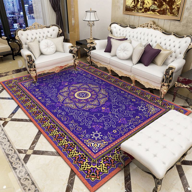 Moroccan Medallion Print Rug Antique Carpet Polyester Stain Resistant Area Rug for Living Room