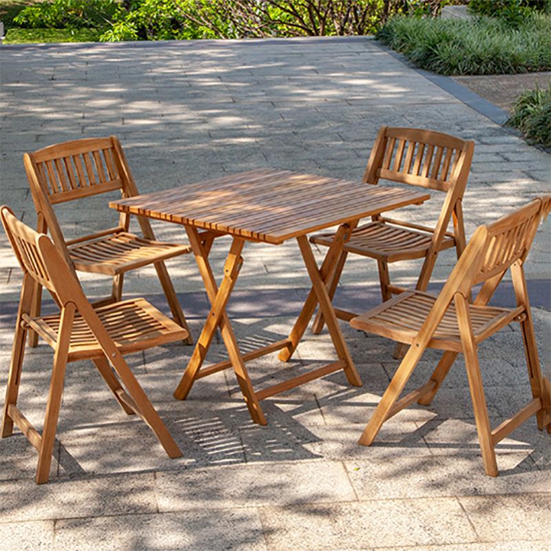 Modern Outdoor Bistro Chairs Solid Wood Armles Folding Patio Dining Chair