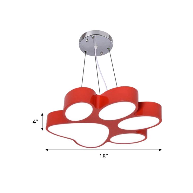 Doggy Paw Bathroom Pendant Lamp Acrylic Cartoon LED Hanging Light