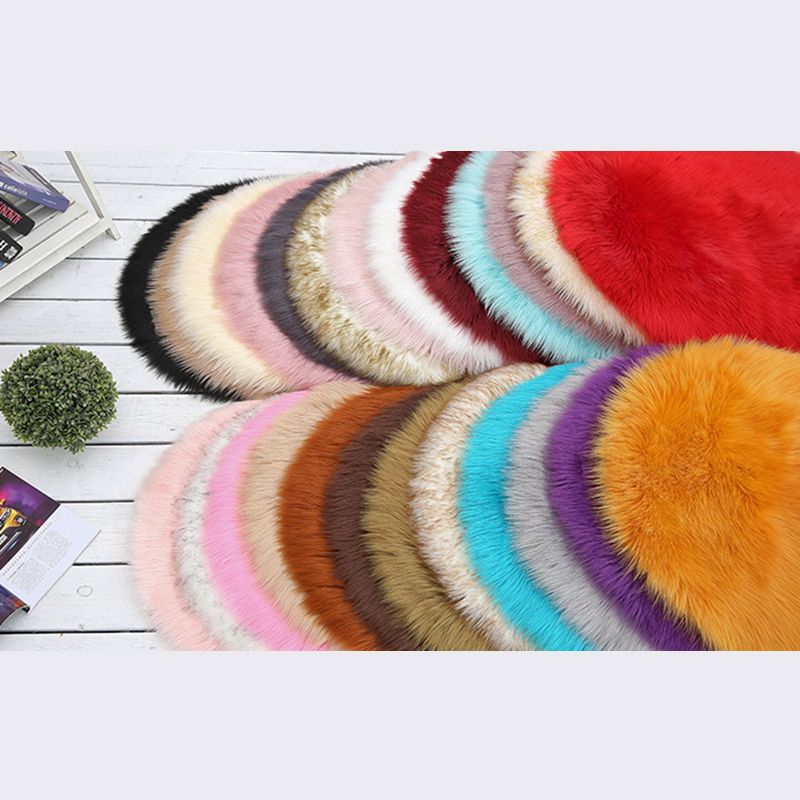 Multicolored Funky Round Rug Comfort Modern Plain Shag Carpet Polyester Stain Resistant Indoor Rug for Home Decoration