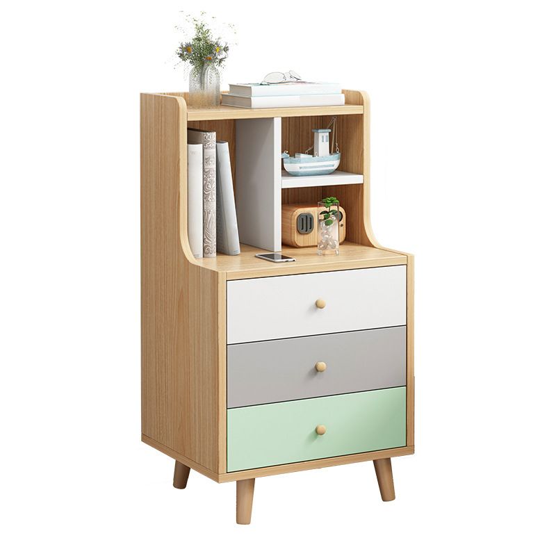 Open Storage Modern Night Table Drawer Storage Imitation Wood Nightstand