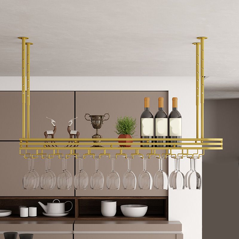 Industrial Hanging Wine Holder Rack Metal Wine Shelf for Kitchen