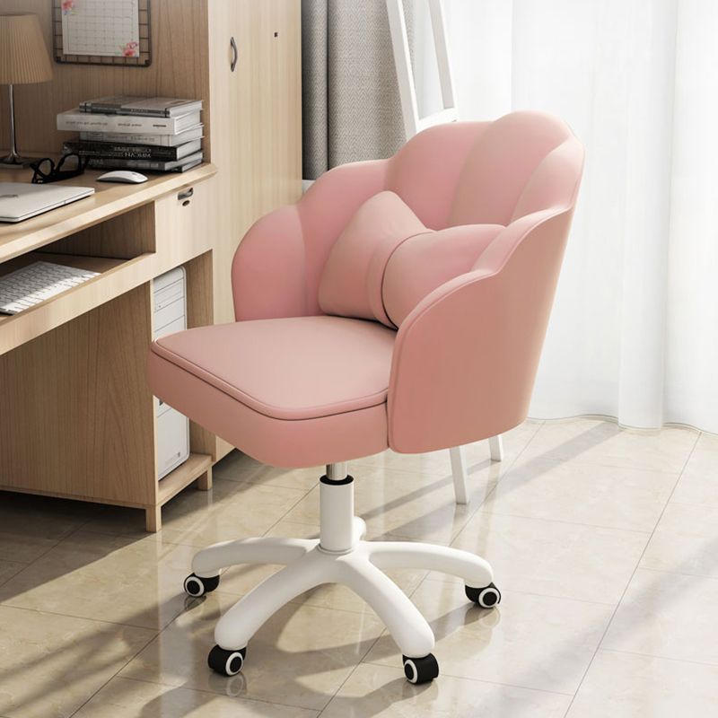 White Nylon Frame Modern Computer Desk Chair Upholstered Task Chair with Wheels