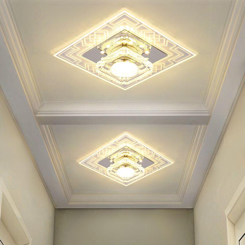 Modern Style LED Crystal Ceiling Light Flush Mount Ceiling Light with Hole 2-4'' Dia