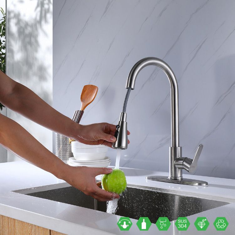 Kitchen Faucet Smoked Pull Rod Handle Cold and Hot Controlled Kitchen Faucet