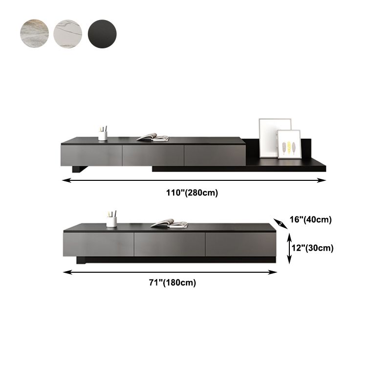 Modern TV Stand with Sliding Storage , TV Console in Grey Fit TVs for up to 71 / 92