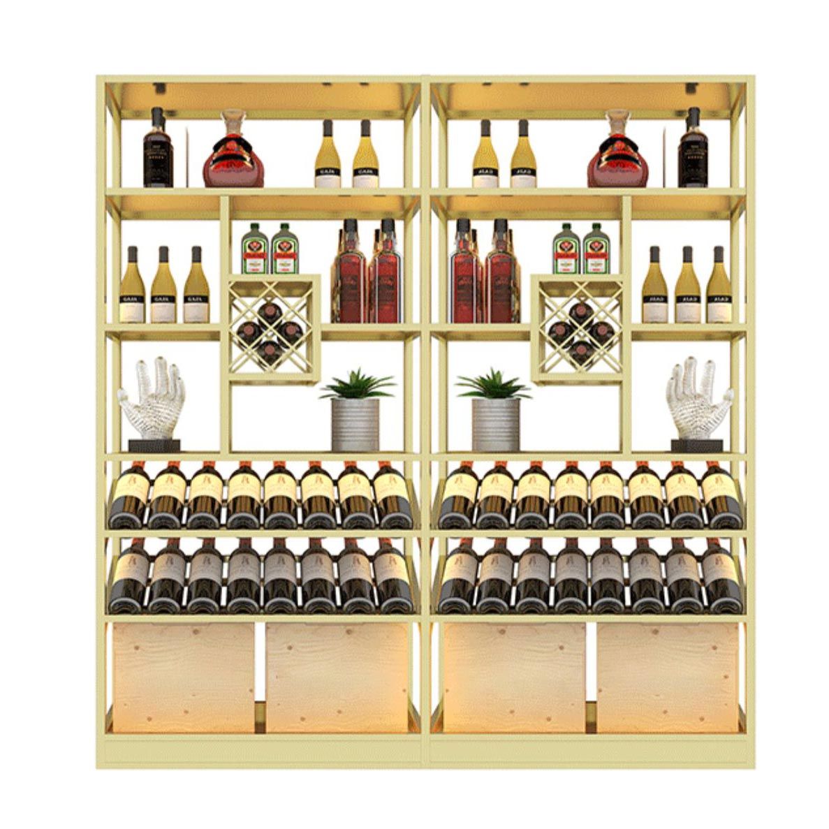 Freestanding Luxury Wine Jail Metal with Shelf Wine Rack Kit 11.8"Wide