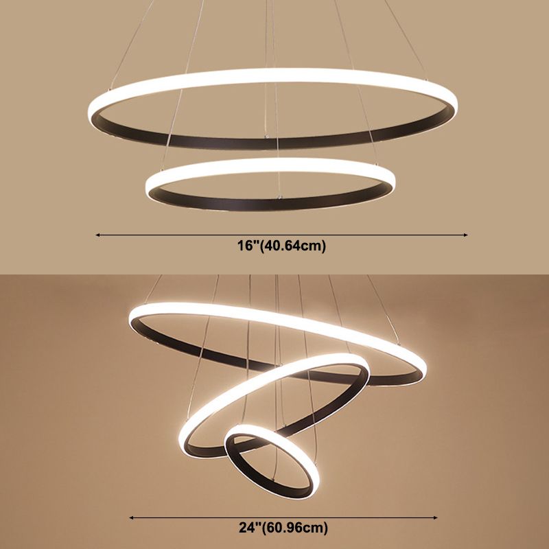 Metal Ring Pendant Lighting Modern Style Multi Lights Chandelier Light Fixtures