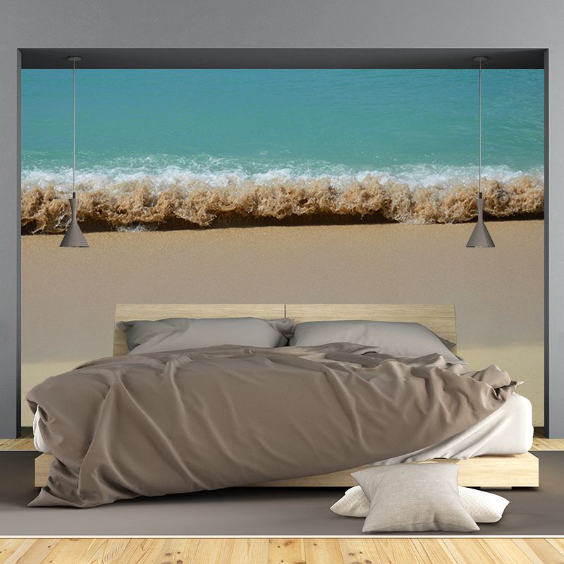 Romantic Beach Mural Wallpaper Stain Resistant Wall Art for Guest Room Decor