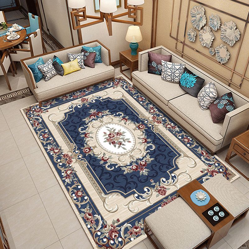 Nostalgia Floral Printed Rug Multi Colored Synthetics Indoor Rug Anti-Slip Backing Pet Friendly Carpet