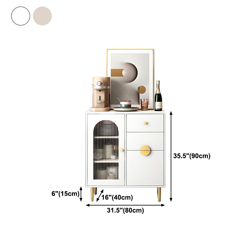 Modern Sideboard in White Solid Wood Dining Sideboard with Doors for Living Room