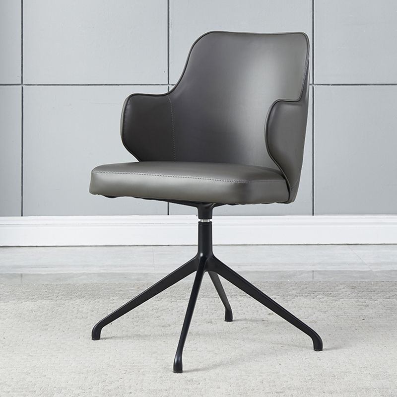 Fixed Arm Leather Office Chair Stainless Steel Frame Task Chair with 4 Legs