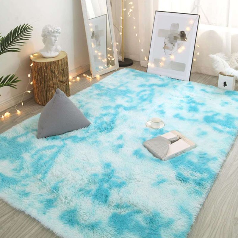 Alfombra de habitaciones para niñas multicolor alfombra de tinte moderno alfombra poliéster poliéster alfombra resistente a manchas lavables