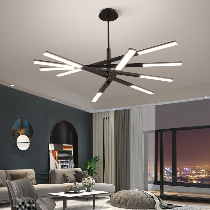 Linear Shade Metal Chandelier Lights Modern Chandelier Lighting Fixtures in Black