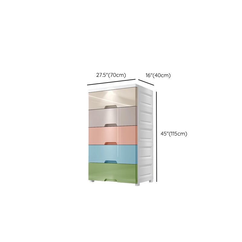 Scandinavian Plastic Vertical Kids Dresser Set with Drawers for Bedroom