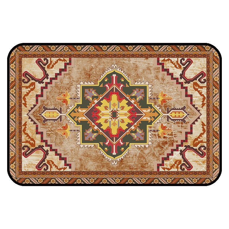 Multi-Color Moroccan Tile Rug Vintage Victorian Area Carpet Polyester Easy Care Washable Area Rug for Living Room