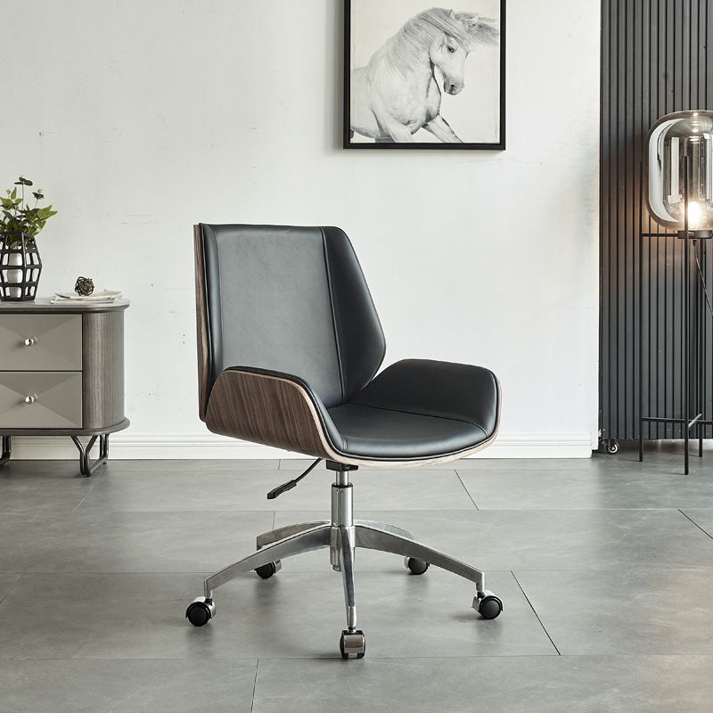 Low Back Office Chair Armless Leather Desk Chair with Wheels