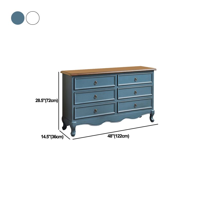 Retro Style Double Dresser Home Horizontal Storage Chest with 6 Drawers