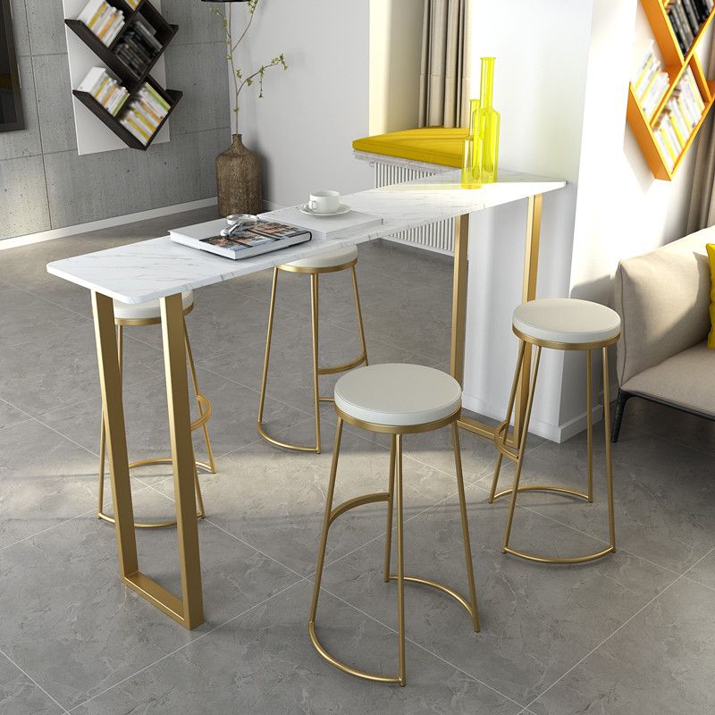 Glam Marble Bistro Table with Rectangle Table Top Sled Table - 41.3" H