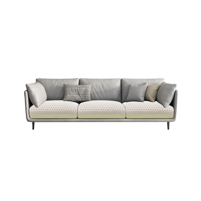 Living Room Square Arm Standard Sofa Light Gray Stain-Resistant Couch