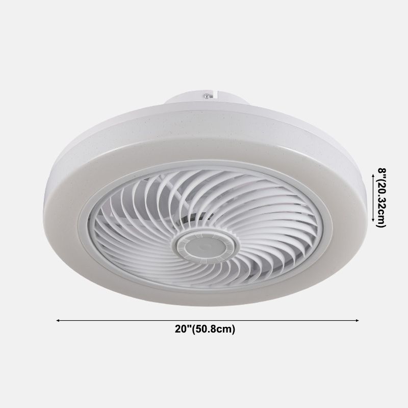 White Circular LED Ceiling Light in Modern Simplicity Wrought Iron Ceiling Fans with Acrylic Shade