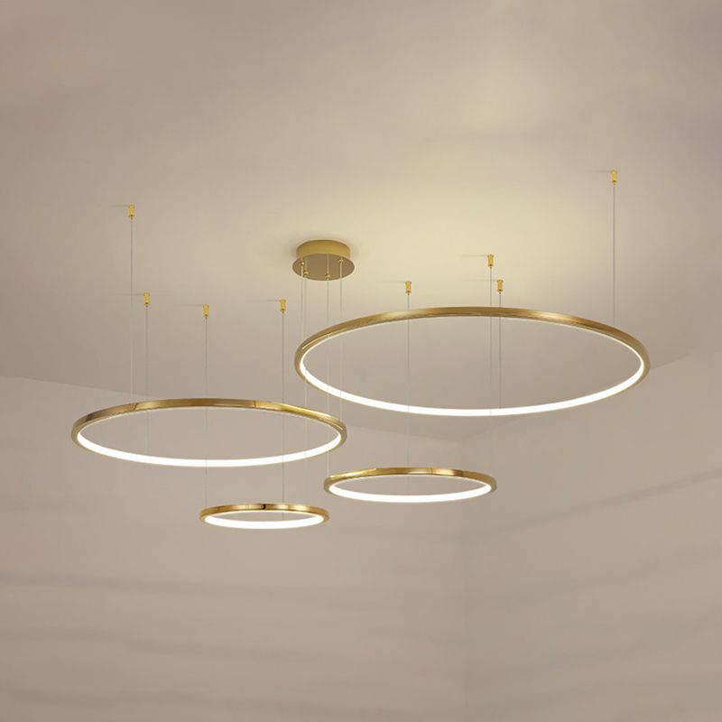 Stainless Steel Golden Chandelier Light Circle Simple Chandelier Lamp