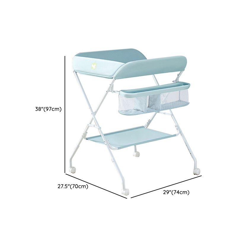 Modern Metal Baby Changing Table Green Changing Table with Safety Rails