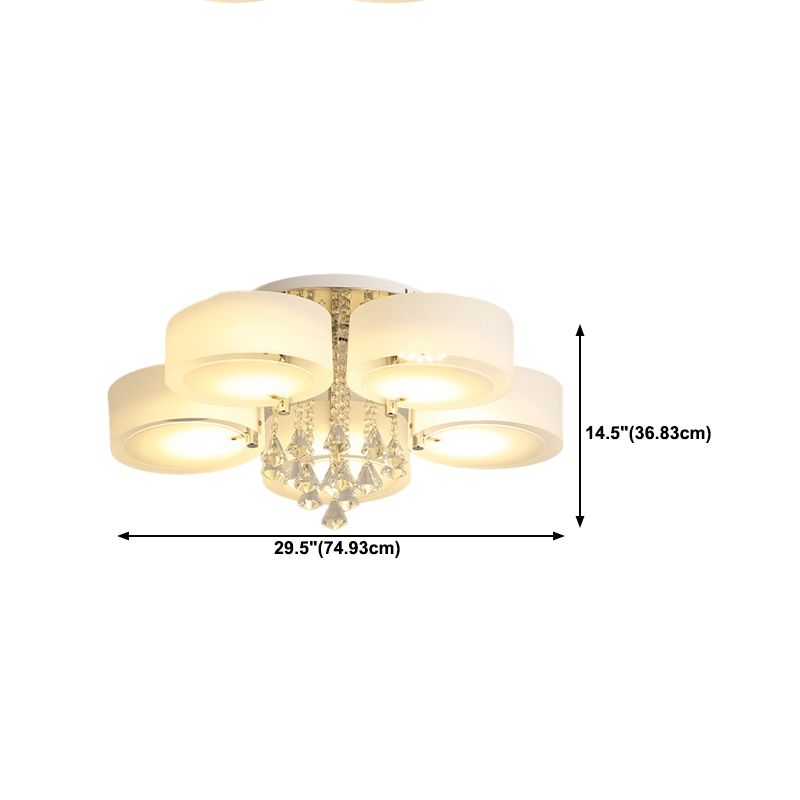 Modern 3/5/6/7/9-Light Chrome Flush Mount Lighting LED Ceiling Light with Crystal