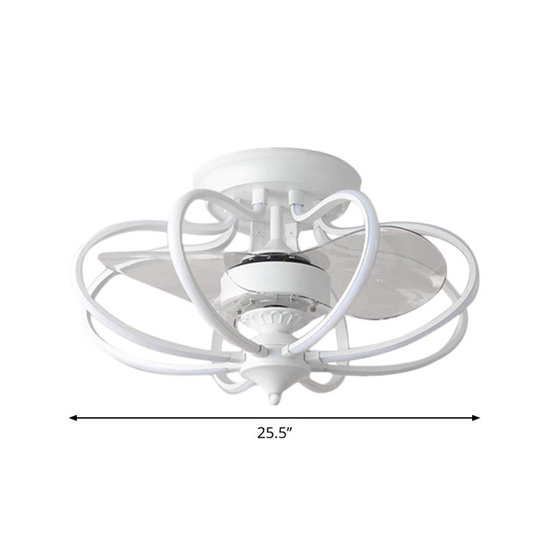 Ventilateur suspendu en cage métallique Light Contemporain 25,5 "LED de large Semi Flush, 2 lames