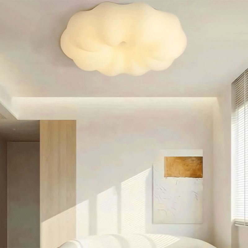 Modern Metal Flush Mount Cloud Shape Ceiling Light with Plastic Shade for Living Room