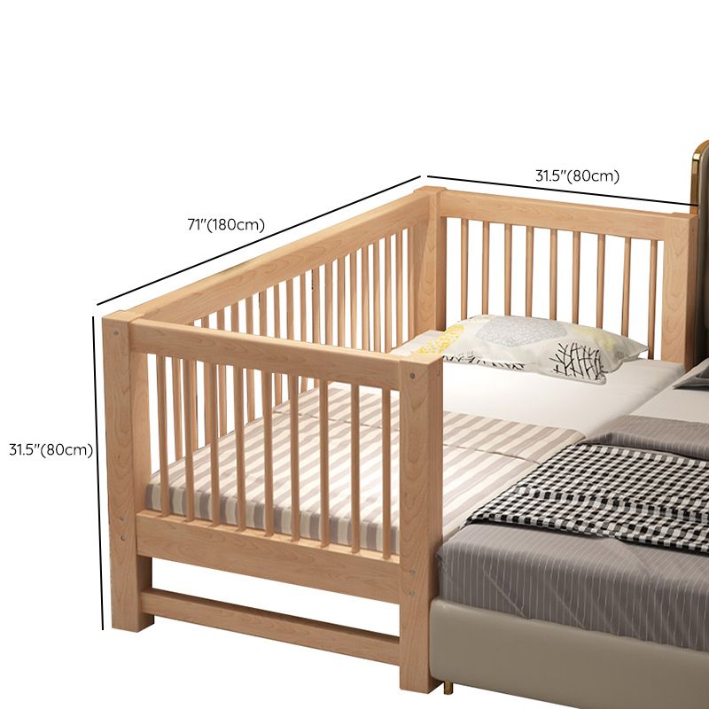 Scandinavian Solid Wood Baby Crib Toddler Guard Rails Included Nursery Bed