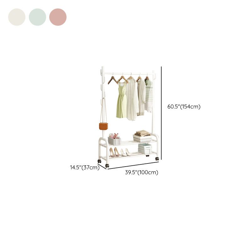 Contemporary Coat Rack Free Standing Metal Coat Hanger with Storage Shelving