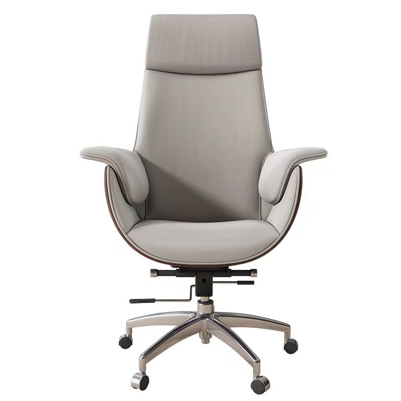 Ergonomic Faux Leather Desk Chair Swivel Padded Arms Chair with Wheels