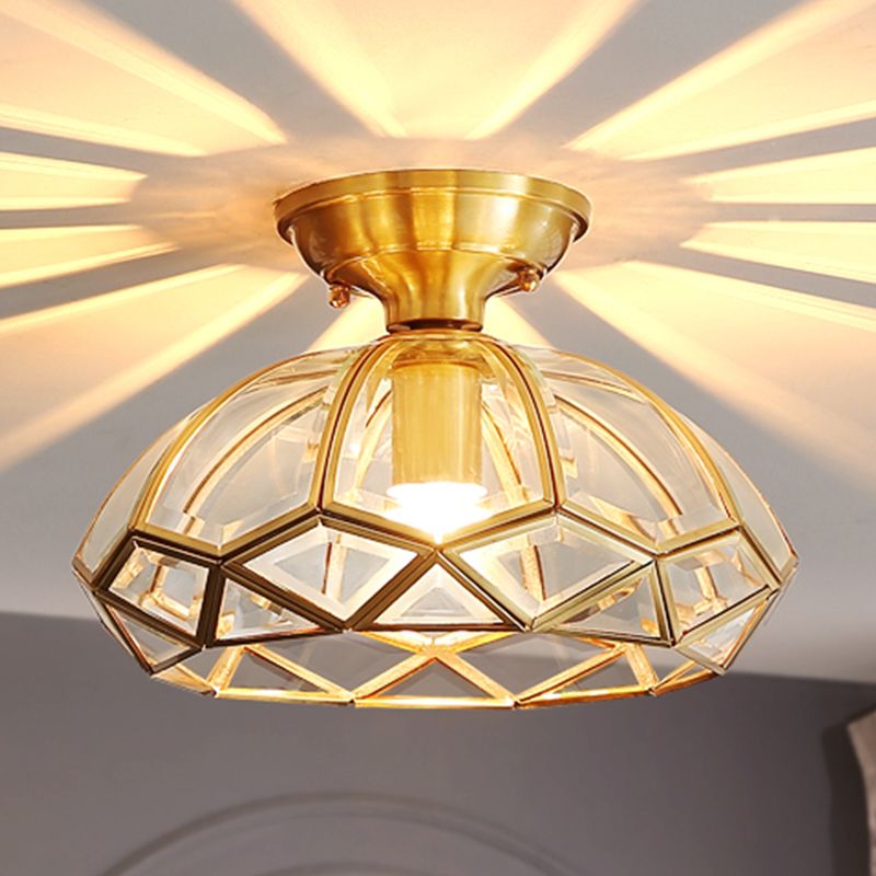 Colonial Style Geometry Ceiling Fixture Metal 1 Light Ceiling Lighting in Bronze