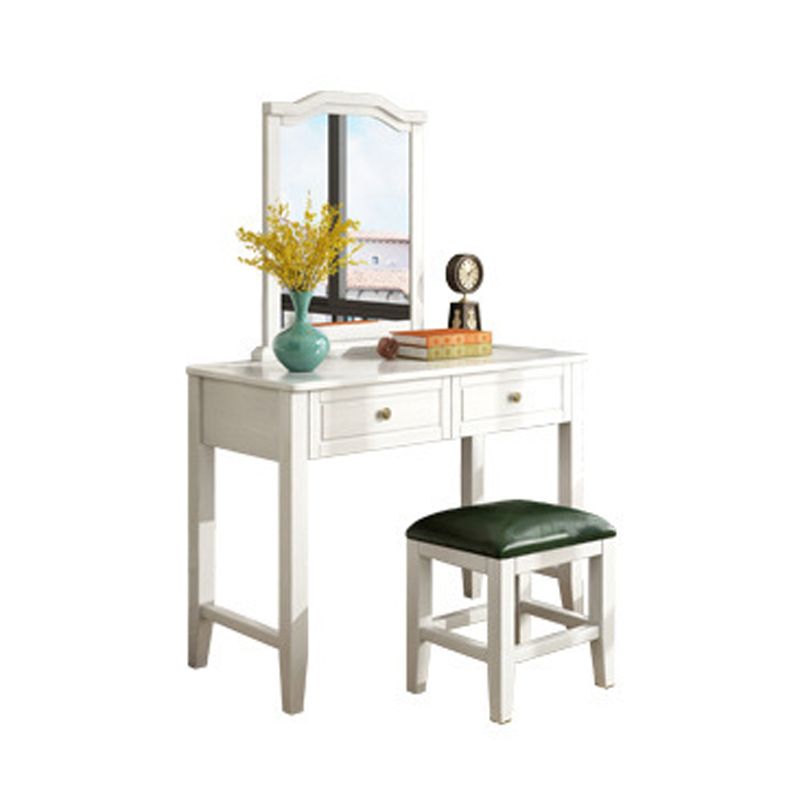 Vanity Set with 2 Storage Drawers 18.42" Wide Dresser with Mirror and Padded Stool