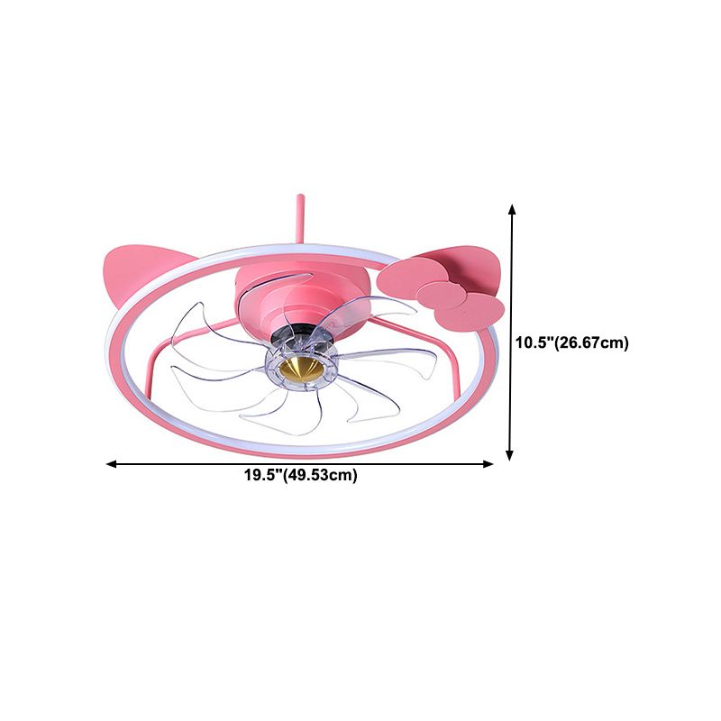 7-Blade Metal Ceiling Fan Children Pink Fan with Light for Room